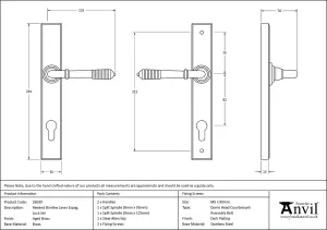 From The Anvil Aged Brass Reeded Slimline Lever Espag. Lock Set