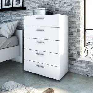 Pepe Chest of 5 Drawers in White