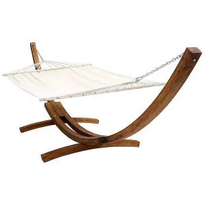 Charles Bentley Extra Large 4M Hammock With Wooden Arc Stand Two Person - Cream