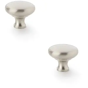 2 PACK - Victorian Round Door Knob - Satin Nickel 38mm - Kitchen Cabinet Pull Handle