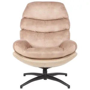 Chair with Footstool EIDE with Footstool Velvet Sand Beige