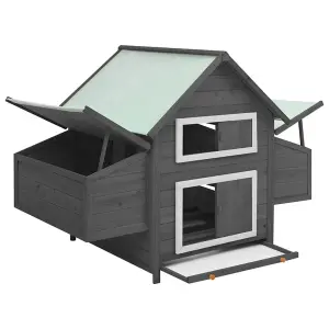 Chicken Coop Grey and White 152x96x110 cm Solid Firwood