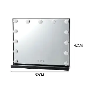 Black Hollywood Makeup Vanity Mirror with 13 LED Bulbs Dimmable 50cm (W) x 10cm (D) x 42cm (H)