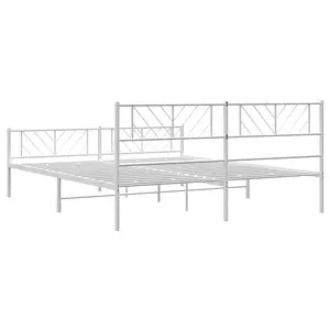 Berkfield Metal Bed Frame with Headboard and Footboard White 183x213 cm