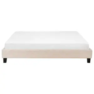 Fabric EU Super King Size Bed Beige ROANNE