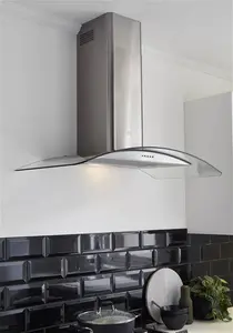 Cooke & Lewis Clcgs90 Stainless Steel Curved Cooker Hood (w)90cm - Inox