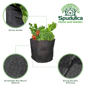 Spudulica 2 Gallon Non-Woven Grow Bags Black Fabric Garden Planters Durable Fabric Vegetable Flower Herb Planter 5 pack