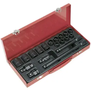 Comprehensive 19 Piece Impact Socket Set with Extensions and Adaptor