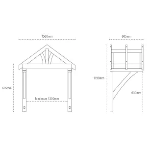 Cheshire Mouldings Pine Apex Porch Canopy 1560mm