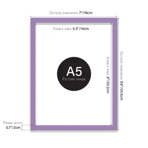 A5 Purple Picture Frame Fits A5 (14.8 x 21cm - 5.8 x 8.3in) Poster, Photo, Artwork, or Print.