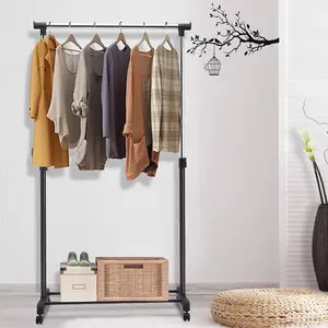 Heavy Duty Clothes Rail on Wheels, Portable & Adjustable Garment Rack for Hanging Clothes