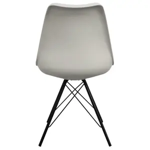 Soho Light Grey Plastic Dining Chair with Black Metal Legs