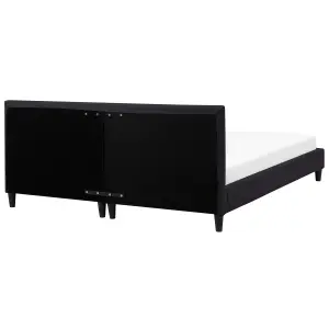 Fabric EU Super King Size Bed White LED Black FITOU