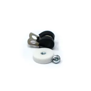 22mm dia x 6mm high Rubber Coated Cable Holding Magnet With 8mm Rubber Clamp (White) - 4.3kg Pull (Pack of 1)