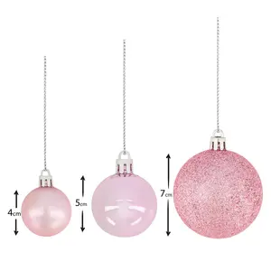 100 Piece Shatterproof Christmas Bauble Set Pink