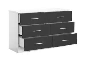 REFLECT XL 6 Drawer Chest of Drawers in Gloss Grey Fronts and Matt White Carcass