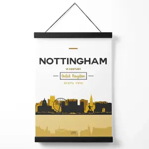 Nottingham Yellow and Black City Skyline Medium Poster with Black Hanger