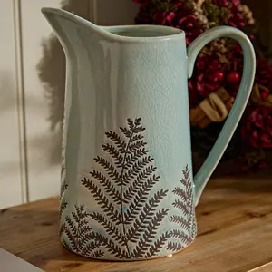 Sky Blue Fern Hallway Room Christmas Table Decor Pitcher Jug Flower Vase