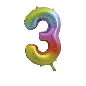 Unique Party 3 Number Foil Balloon Multicoloured (One Size)