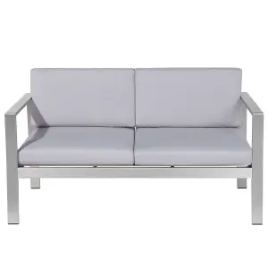 Garden Bench with Cushion SALERNO Metal Light Grey