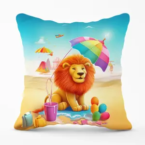 Lion On A Beach Holiday Outdoor Cushion 45cm x 45cm