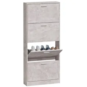 Berkfield Shoe Cabinet Concrete Grey 59x17x150 cm Engineered Wood