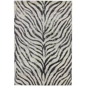 Grey Abstract Modern Easy to Clean Animal Rug For Dining Room -120cm X 170cm