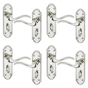 URBNLIVING 170mm Length 8 Pcs Lisbon Metal & Polished Nickel Lever Latch Door Bathroom Handles Set