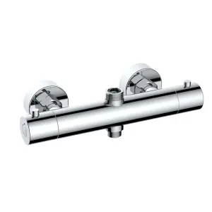 ENKI, Dune, T33, Chrome, Thermostatic Shower Mixer Bar Valve with Two Outlets, Solid Brass, Anti-Scald Device, Anti-Scald Device