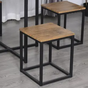 HOMCOM 5 PCS Industrial Boxy Table & Stool Set Metal Frame Cool Dining Seating