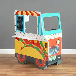 Teamson Kids My Little Helper Kids Wooden Play Taco Truck Playset with Accessories, Multicolour