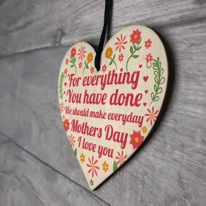 Red Ocean Mum Mothers Day I Love You Handmade Wooden Hanging Heart Sign Mum Gift From Daughter Son Keepsake