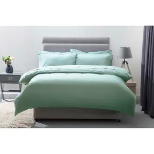 Cotton Solid Colour Duvet Cover Set with Pillowcases Thyme / Super King Duvet Cover + 2 Standard Pillowcases