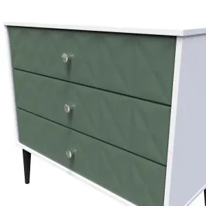 Toledo 3 Drawer Chest in Labrador Green & White (Ready Assembled)