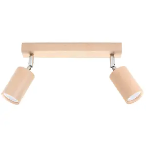 Berg Wood Natural 2 Light Classic Ceiling Light