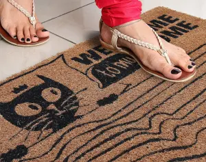 Coco & Coir Door Mat Indoor Funny Cat Design Entrance Welcome Mat 45cm x 75cm CAT LOVE