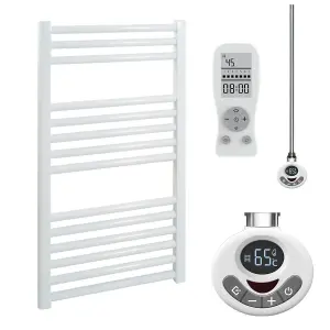 Bray Thermostatic Electric Heated Towel Rail With Timer, Straight, White - W500 x H800 mm