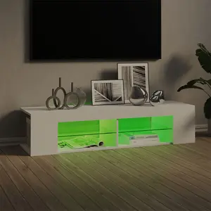 Berkfield TV Cabinet with LED Lights White 135x39x30 cm