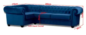 Chesterfield Style Mariot Corner Sofa Blue French Velvet (Left Hand Corner)