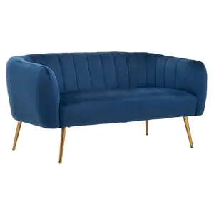 Interiors by Premier Larissa Two Seat Blue Velvet Sofa