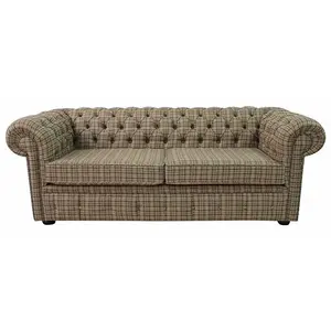 Chesterfield Genuine Arnold 3 Seater Sofa Balmoral Sage Green Wool In Classic Style