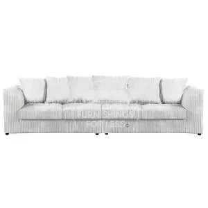 Luxor Long Fabric Jumbo Cord 4 Seater Sofa - Scatter Back Silver