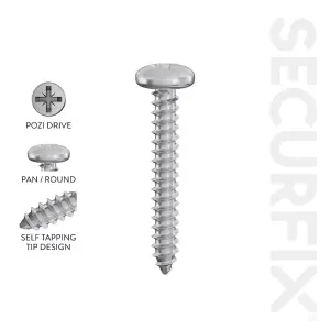 Picardy Pan Self Tapping Screws (Pack of 200) Silver (10mm x 0.5in x 12mm)