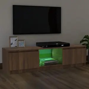 Berkfield TV Cabinet with LED Lights Brown Oak 120x30x35.5 cm