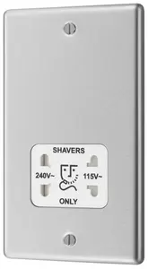 GoodHome Double Raised rounded Screwed Shaver socket Matt Steel effect