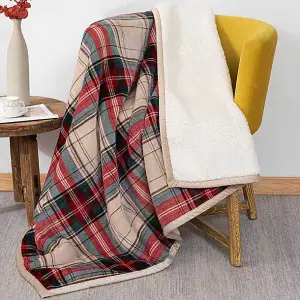 Cozy Double Layer Brown Tartan Blanket for Ultimate Comfort