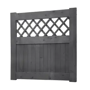 Rhombus Pattern Garden Gate with Latch, Heavy Duty Grey Coated Fence Gate 90cm x 90cm