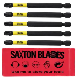 5 x Saxton 89mm PZ3 Magnetic Impact Screwdriver Driver Bits Set Pozi Pozidriv Heavy Duty