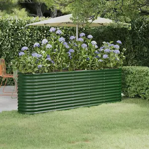 Berkfield Garden Planter Powder-coated Steel 224x40x68 cm Green