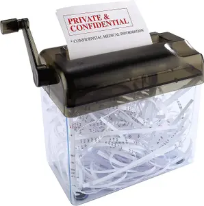 Manual Paper Shredder - Compact Strip Cut Home or Office Shredding Machine for Protecting Private Data - 15.5 x 18.4 x 10.4cm